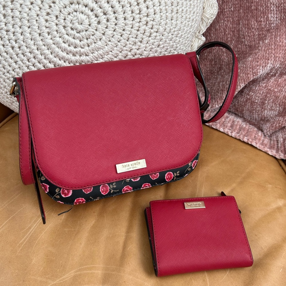 Red Rose Leather Kate Spade Handbag